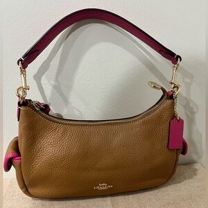 COACH Tan and Hot Pink Two-way Bag (shoulder and crossbody bag) in EUC